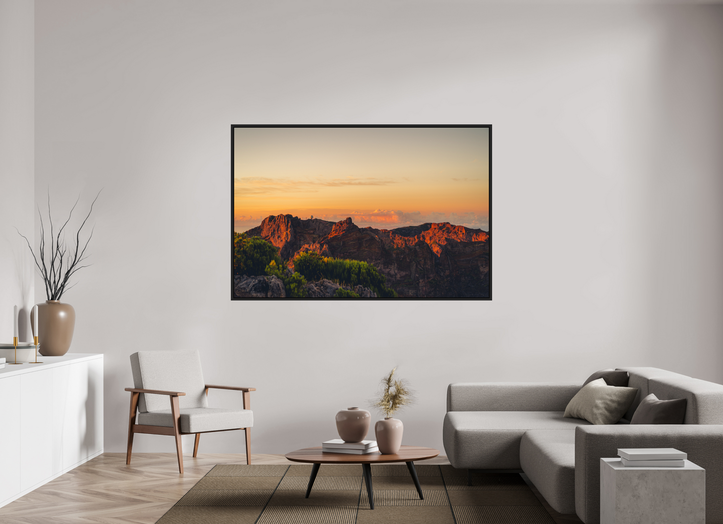 180 x 120 cm, Caisse Américaine Noir Mat Pico do Arieiro at sunrise