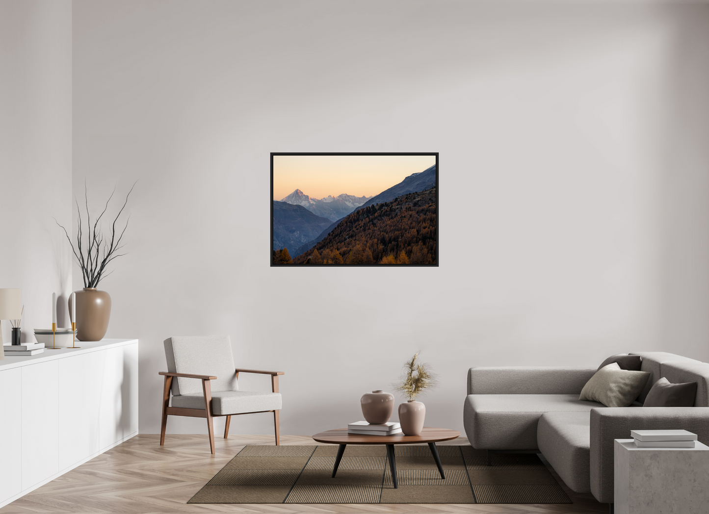 120 x 80 cm, Caisse Américaine Noir Mat Vallée de Zermatt