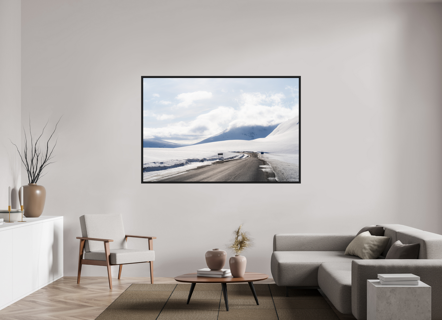 180 x 120 cm, Caisse Américaine Noir Mat La route au dessus des fjords