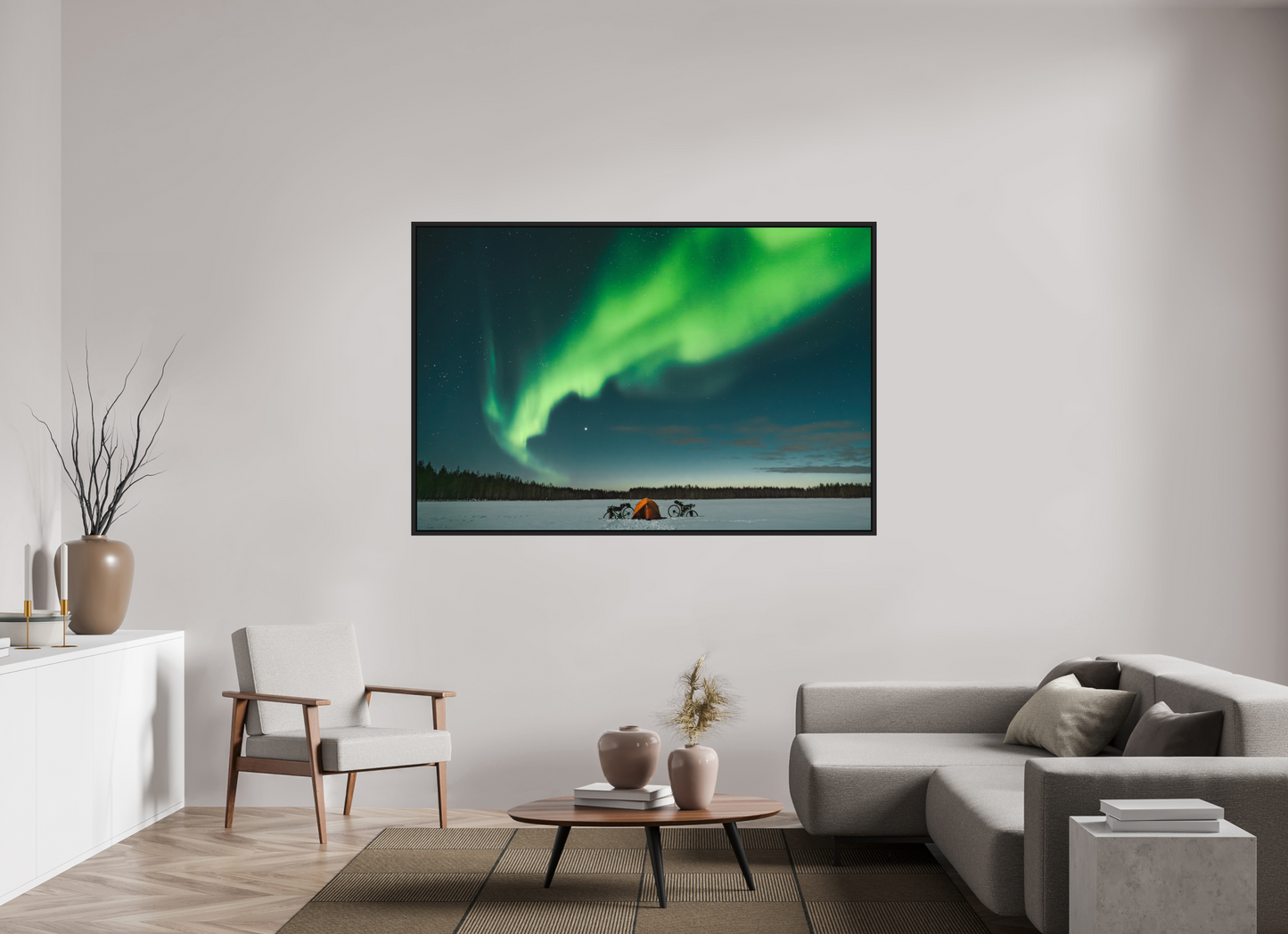180 x 120 cm, Caisse Américaine Noir Mat Sous un ciel arctique
