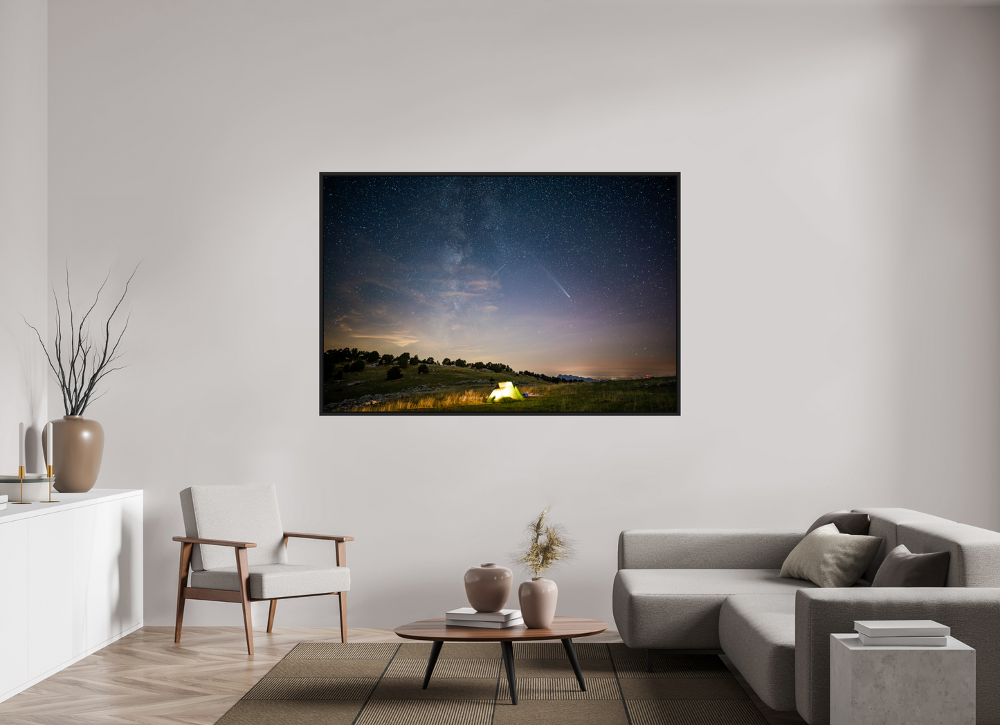 180 x 120 cm, Caisse Américaine Noir Mat Bivouac sous la Comète