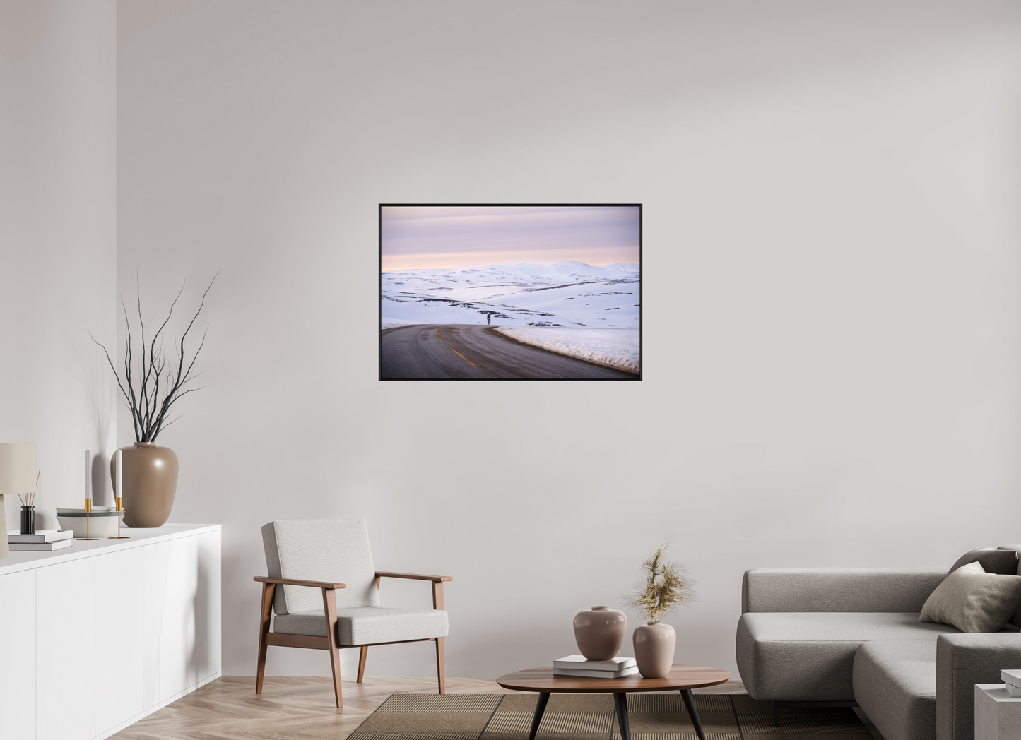 105 x 70 cm, Wooden Frame Black Oak Acrylic Glass Sur le chemin du retour 2