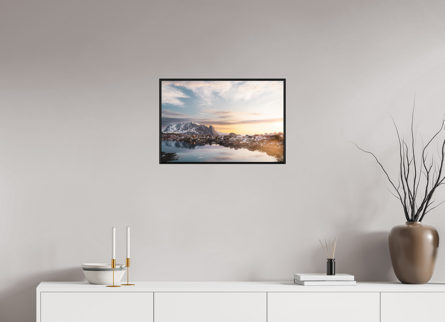 60 x 40 cm, Wooden Frame Black Oak Acrylic Glass Reine III