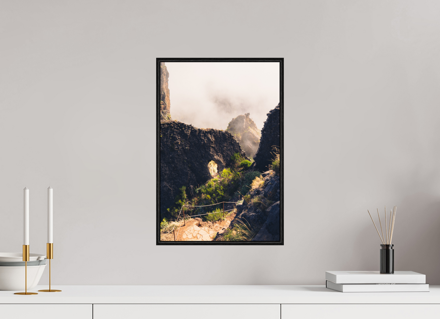 30 x 45 cm, Wooden Frame Black Oak Acrylic Glass Vereda do Pico Ruivo