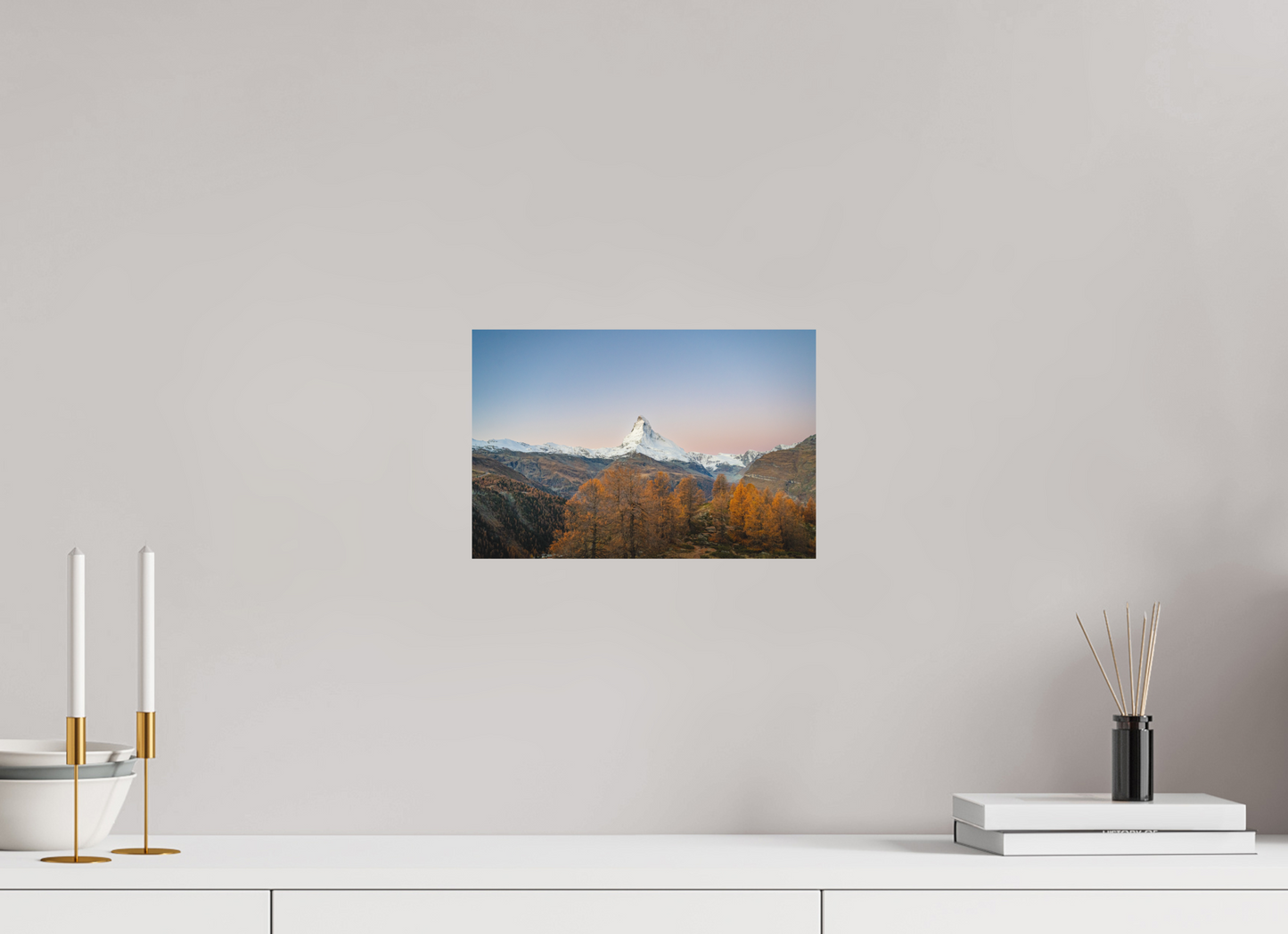 30 x 20 cm, Direct Printing On Aluminum Dibond Réveil face au Cervin