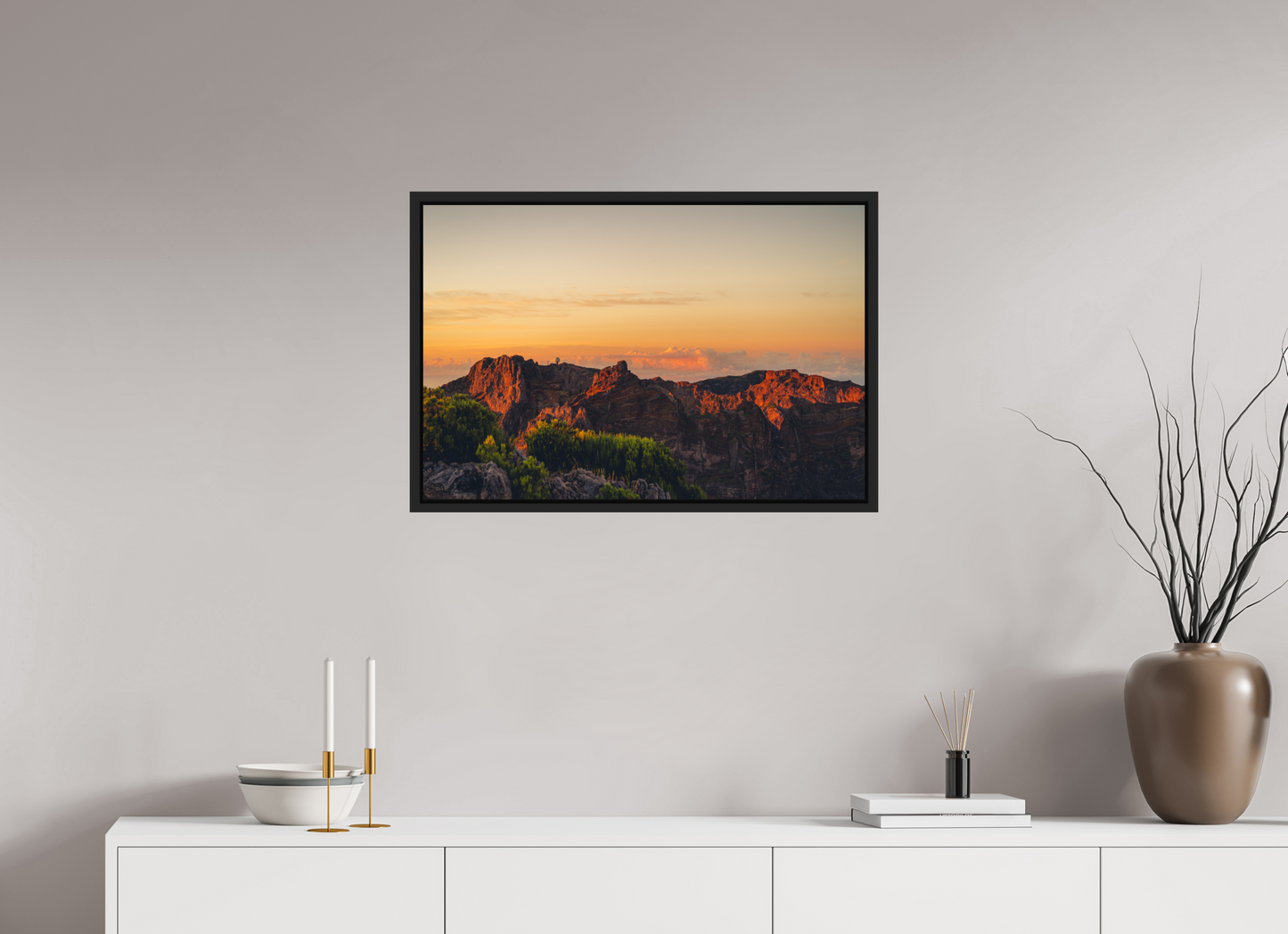 75 x 50 cm, Caisse Américaine Noir Mat Pico do Arieiro at sunrise