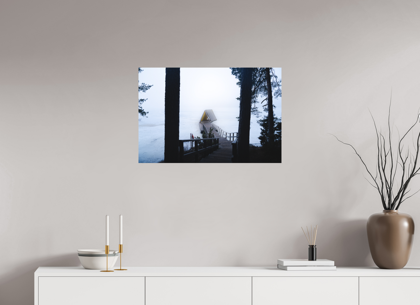 75 x 50 cm, Direct Printing On Aluminum Dibond Refuge d'hiver