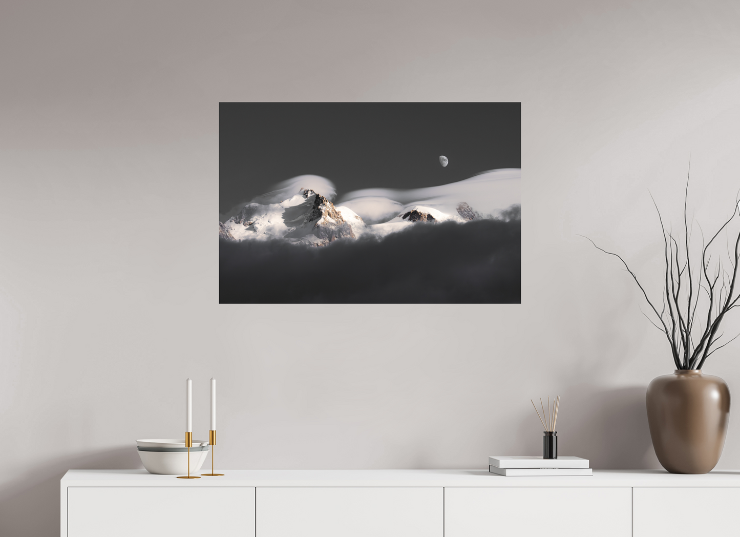 90 x 60 cm, Direct Printing On Aluminum Dibond Le Mont Blanc