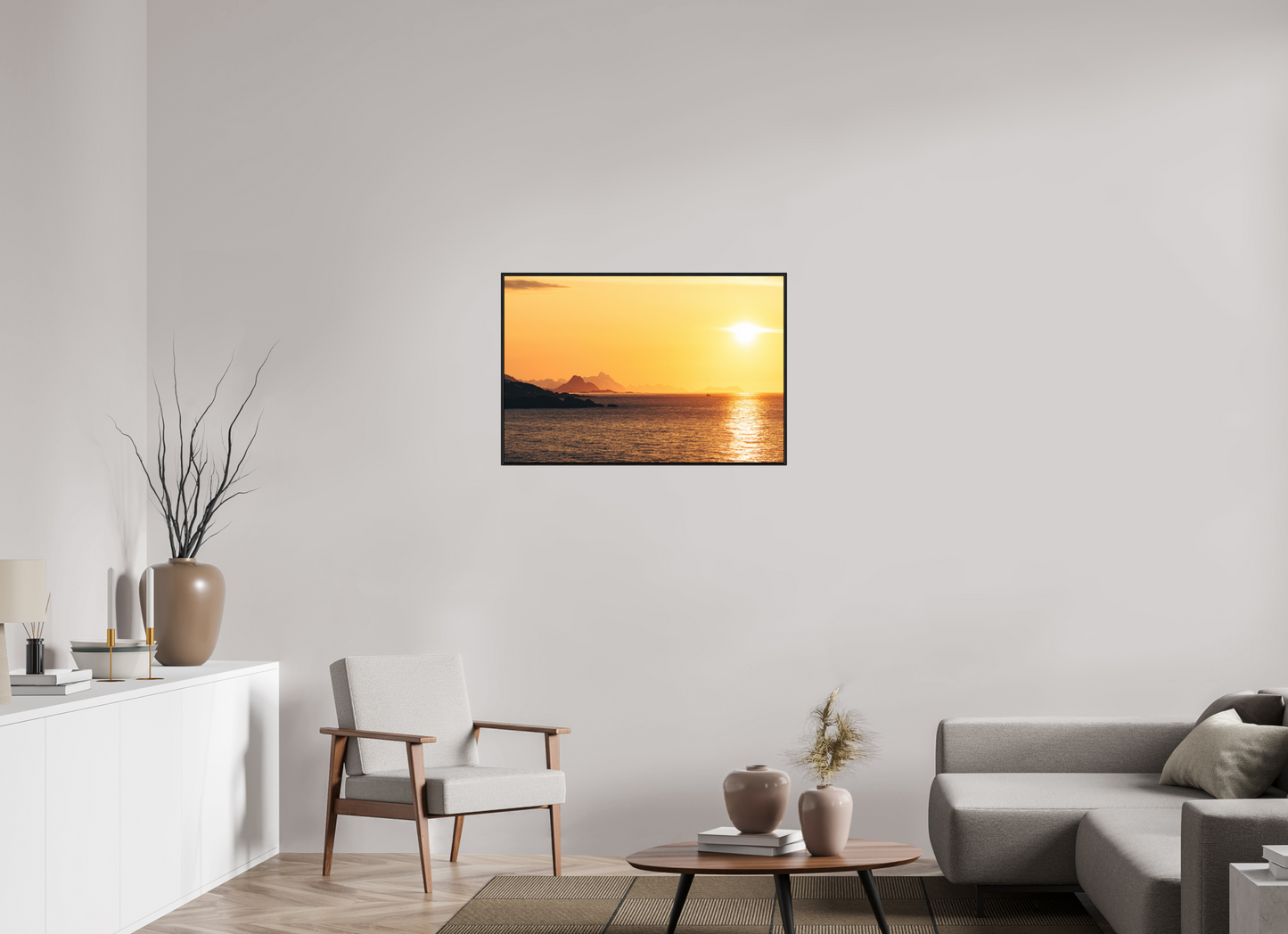 90 x 60 cm, Wooden Frame Black Oak Acrylic Glass Raðljóst I