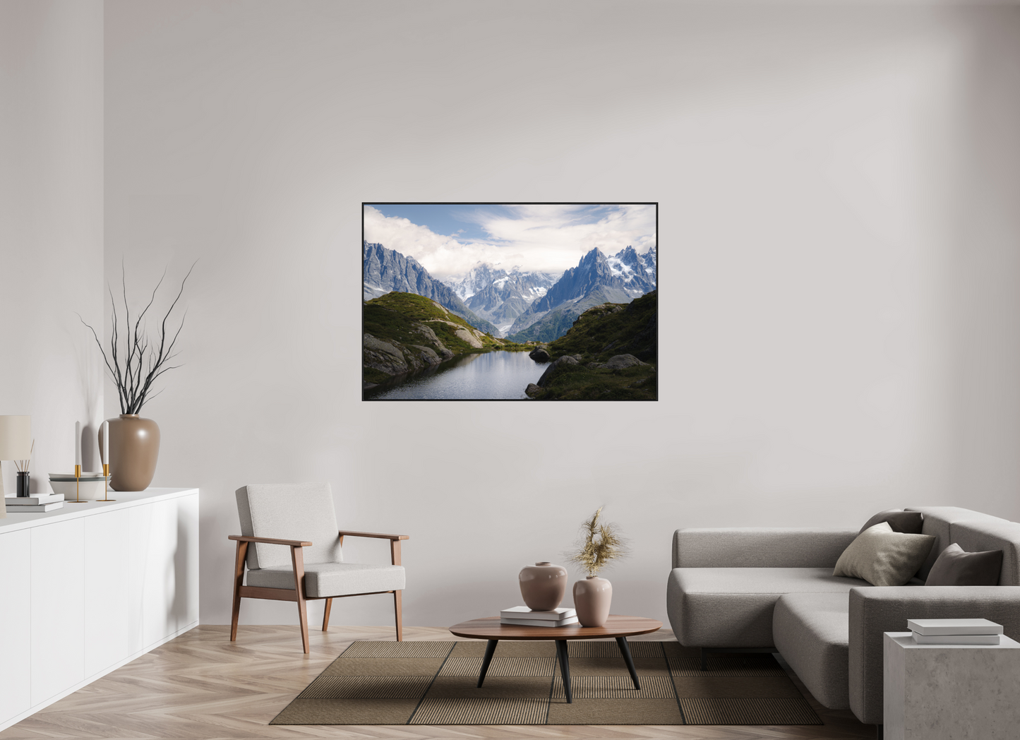 150 x 100 cm, Wooden Frame Black Oak Acrylic Glass Mer de Glace