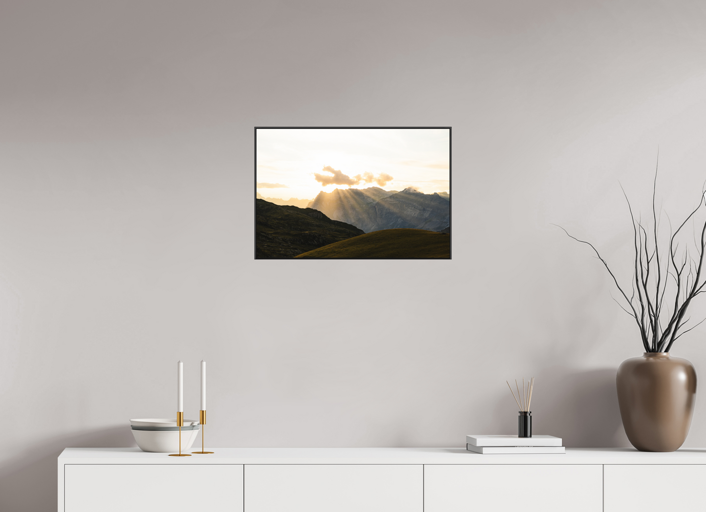 60 x 40 cm, Frame Aluminum Black Acrylic Glass Les plaines de Passy