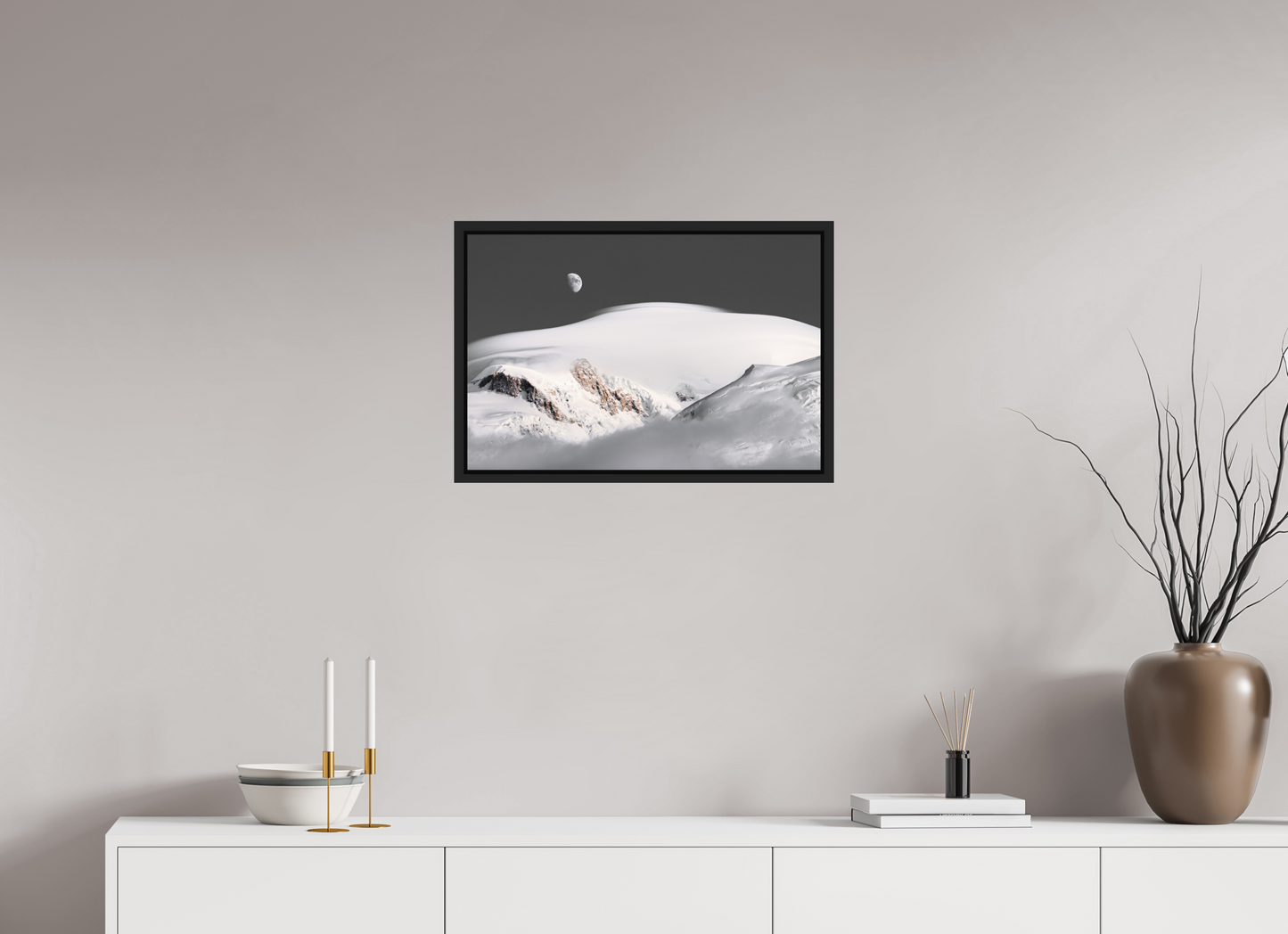 60 x 40 cm, Caisse Américaine Noir Mat Lever de Lune