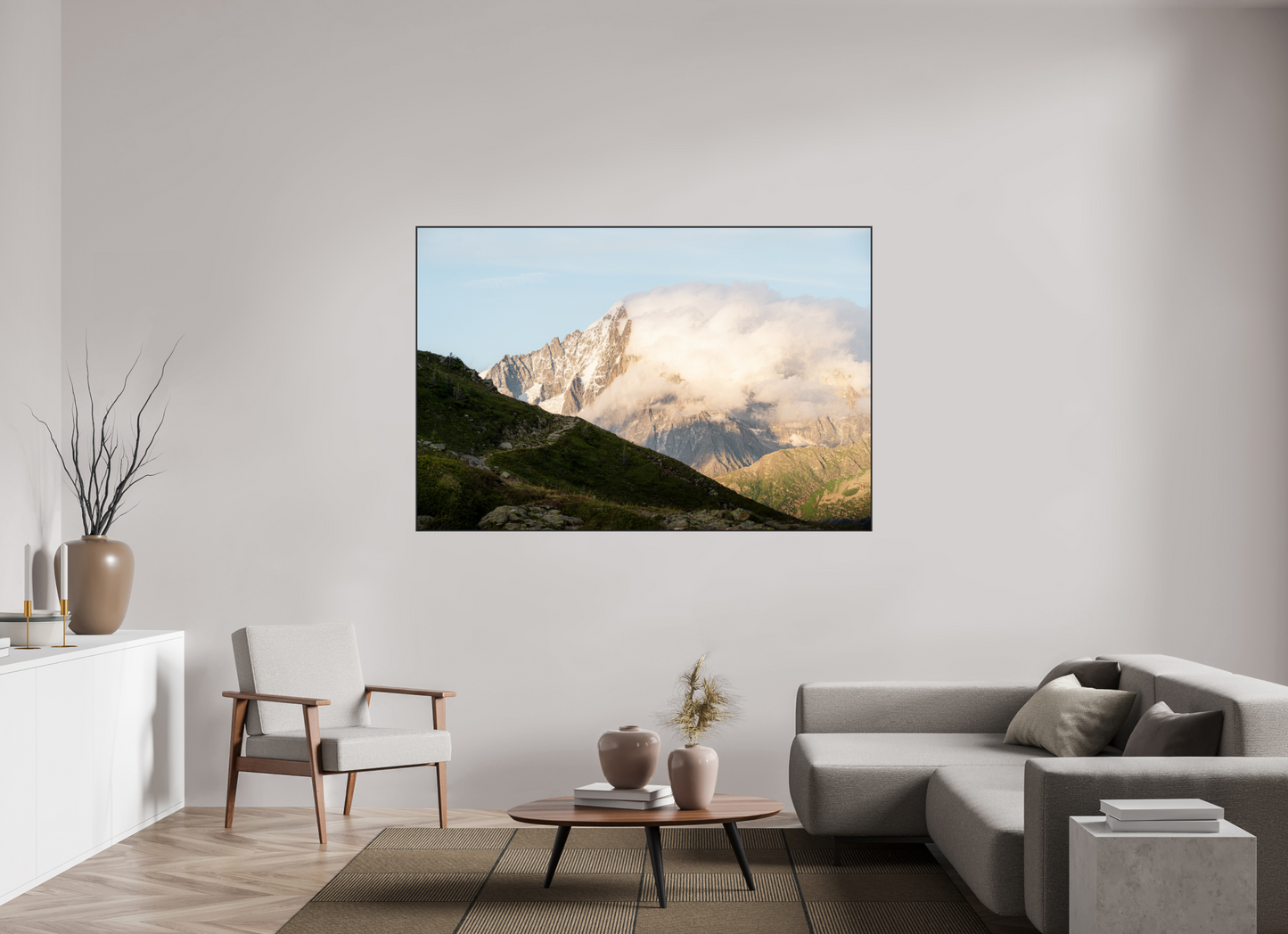 180 x 120 cm, Frame Aluminum Black Acrylic Glass L'Aiguille Verte