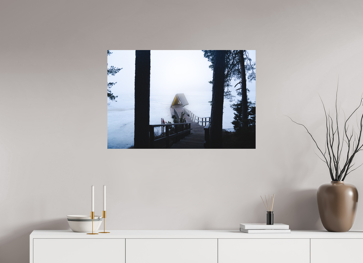90 x 60 cm, Direct Printing On Aluminum Dibond Refuge d'hiver