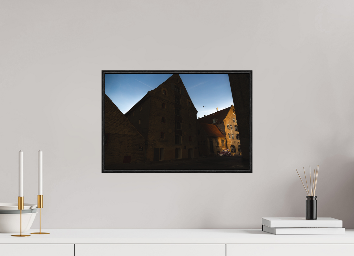 45 x 30 cm, Wooden Frame Black Oak Acrylic Glass Quartier des Ambassades