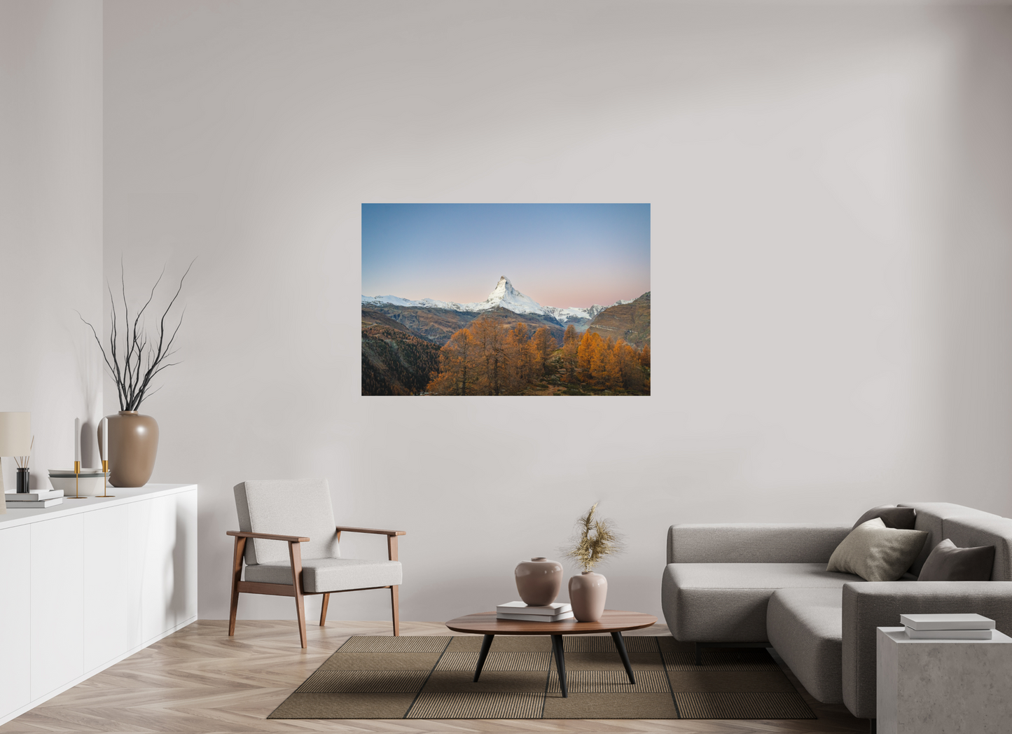 150 x 100 cm, Direct Printing On Aluminum Dibond Réveil face au Cervin