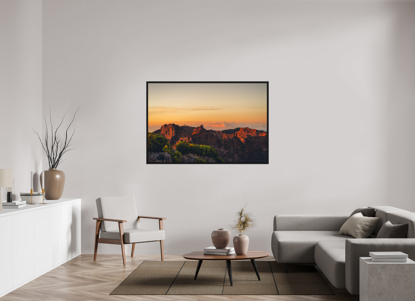150 x 100 cm, Caisse Américaine Noir Mat Pico do Arieiro at sunrise