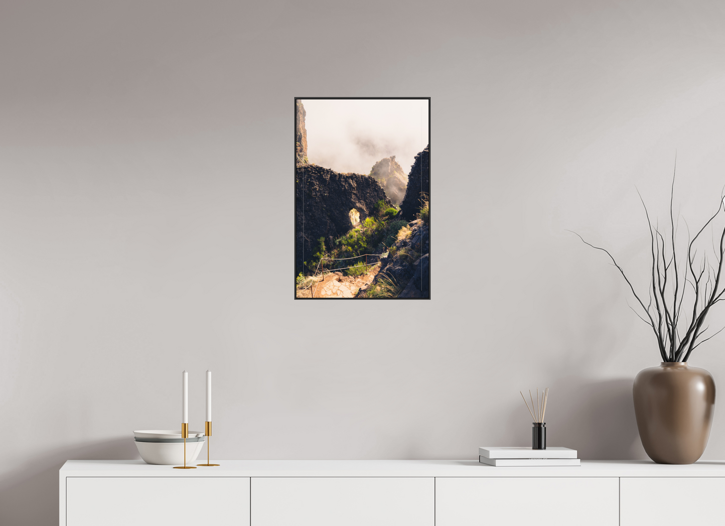 40 x 60 cm, Frame Aluminum Black Acrylic Glass Vereda do Pico Ruivo