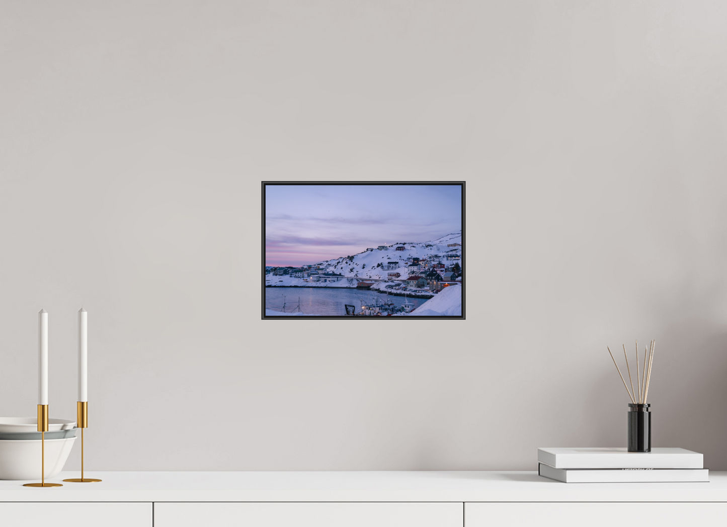 30 x 20 cm, Frame Aluminum Black Acrylic Glass Village au bout du monde