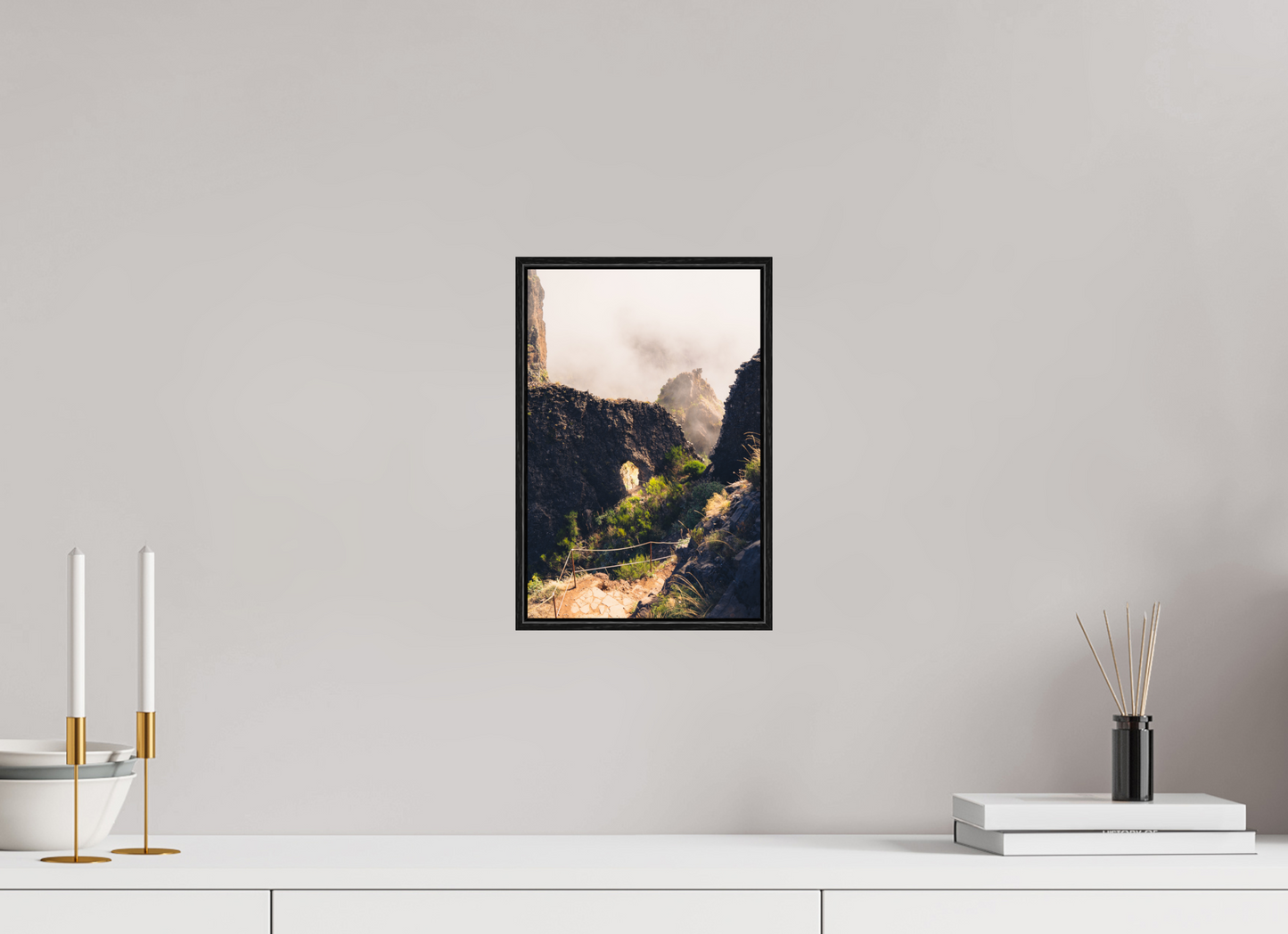 20 x 30 cm, Wooden Frame Black Oak Acrylic Glass Vereda do Pico Ruivo