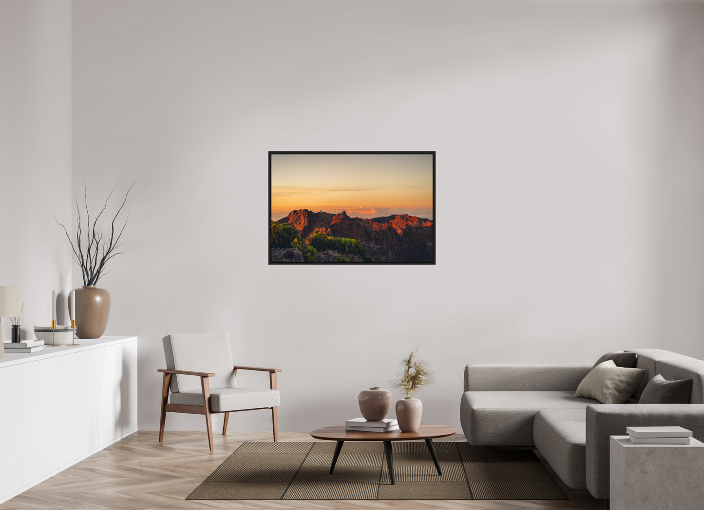 120 x 80 cm, Caisse Américaine Noir Mat Pico do Arieiro at sunrise