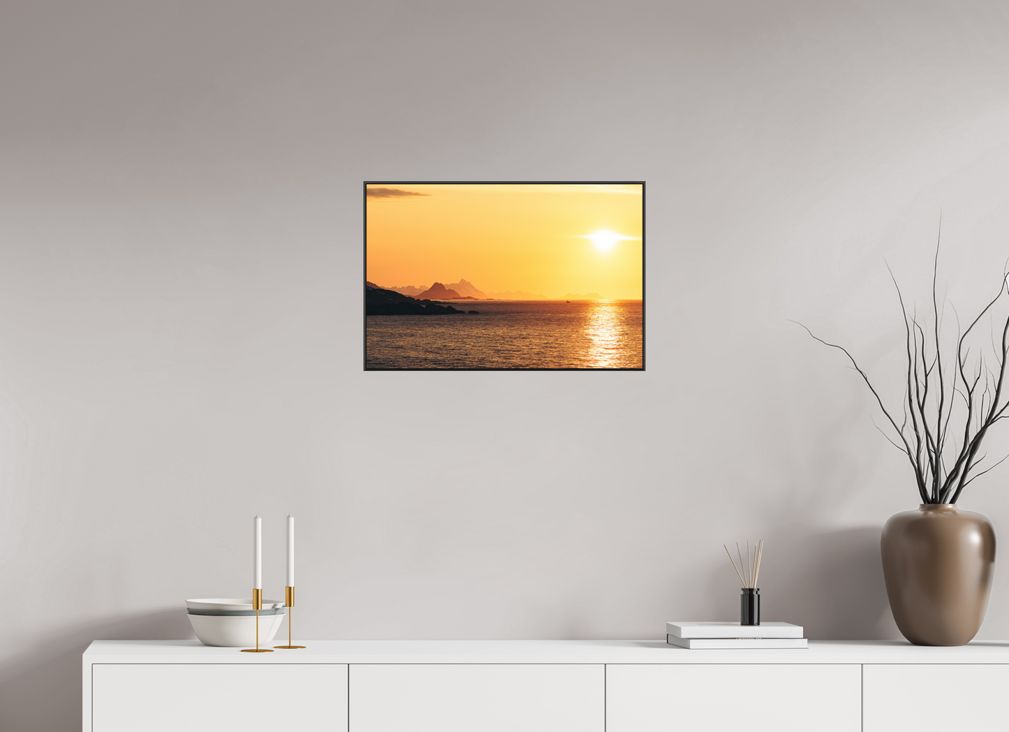 60 x 40 cm, Frame Aluminum Black Acrylic Glass Raðljóst I