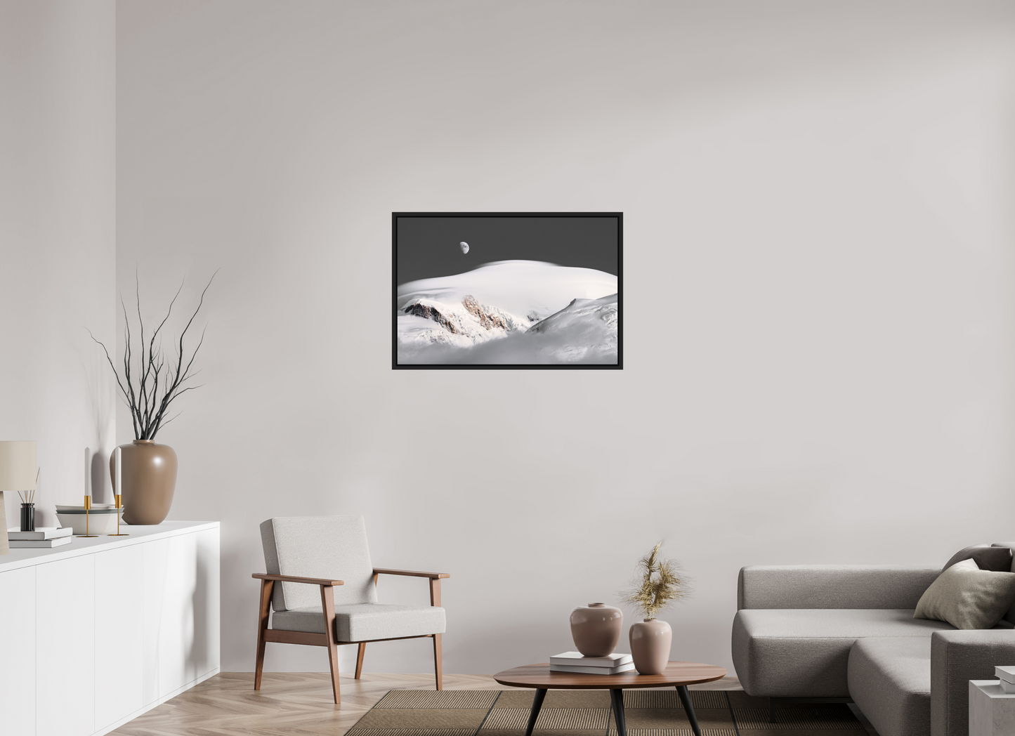 90 x 60 cm, Caisse Américaine Noir Mat Lever de Lune