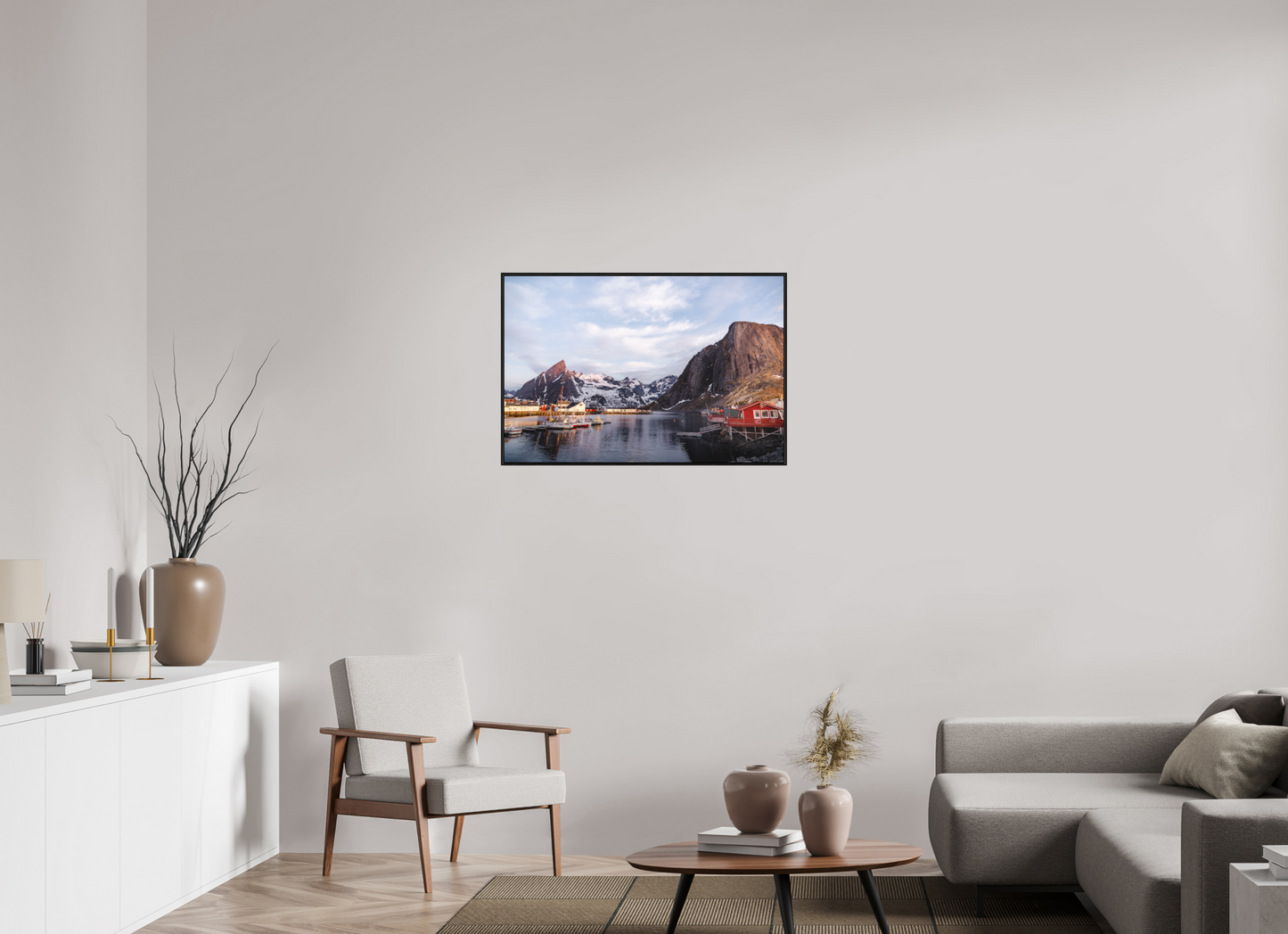 90 x 60 cm, Wooden Frame Black Oak Acrylic Glass Reine I