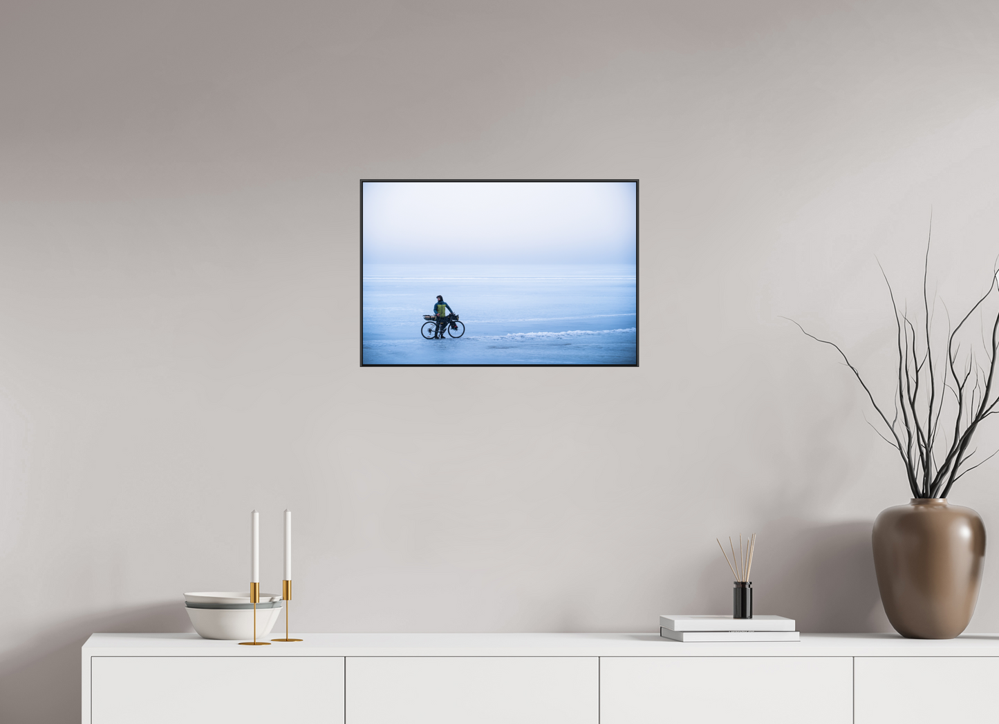 60 x 40 cm, Frame Aluminum Black Acrylic Glass Une page blanche