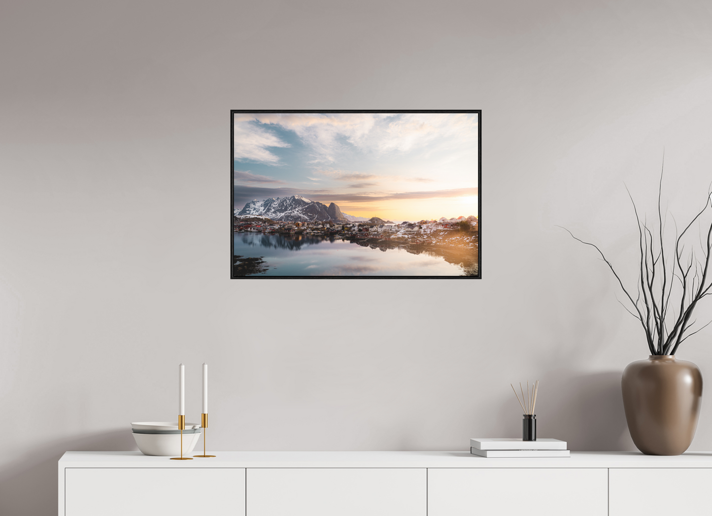 75 x 50 cm, Wooden Frame Black Oak Acrylic Glass Reine III