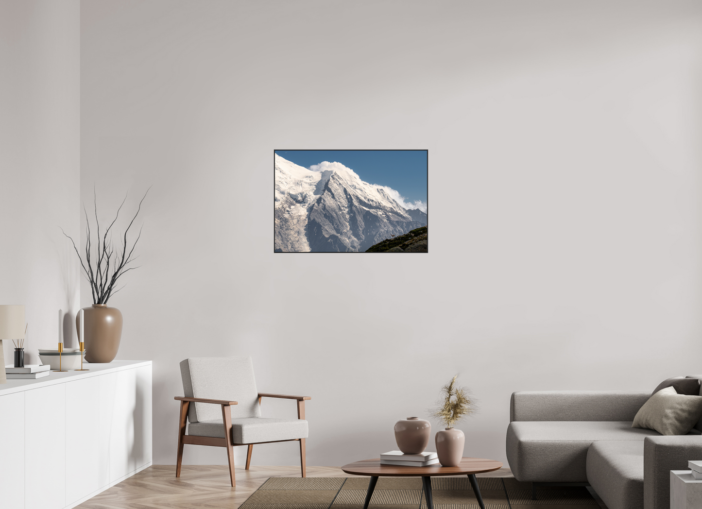 90 x 60 cm, Frame Aluminum Black Acrylic Glass Vue sur Bionnassay