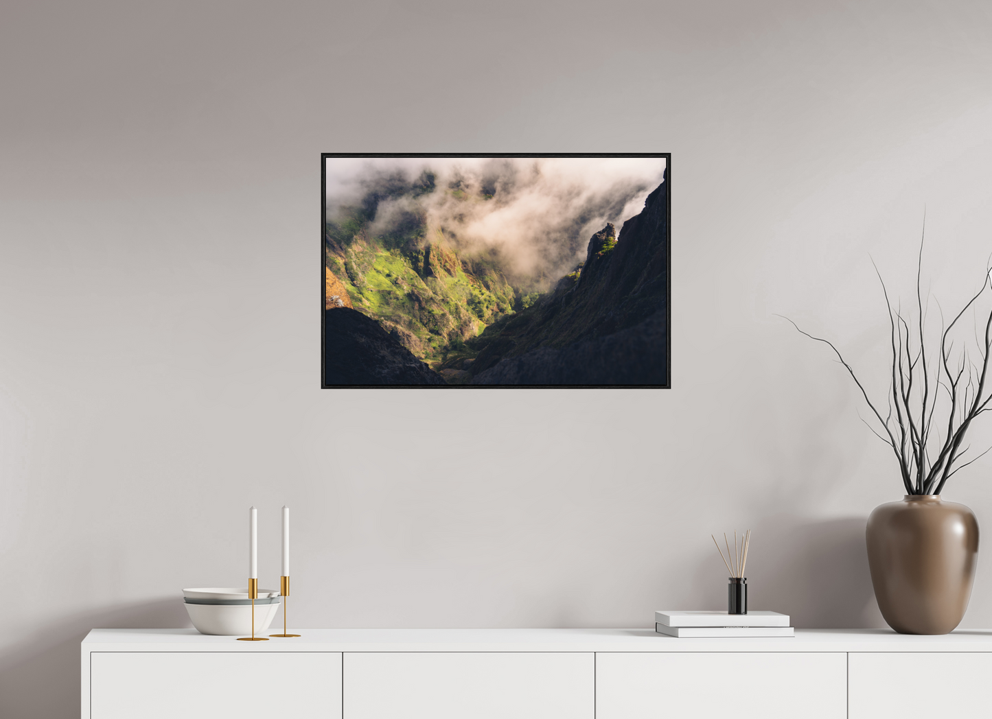 75 x 50 cm, Wooden Frame Black Oak Acrylic Glass Passo entre Ruivo e Arieiro