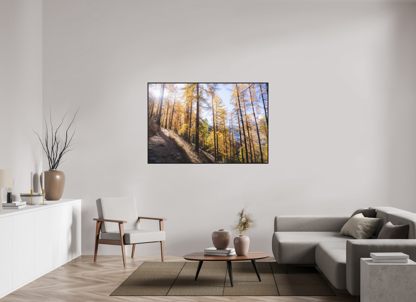 150 x 100 cm, Wooden Frame Black Oak Acrylic Glass Forêt Suisse