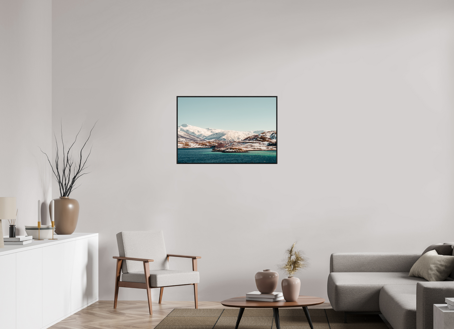 90 x 60 cm, Wooden Frame Black Oak Acrylic Glass Senja II
