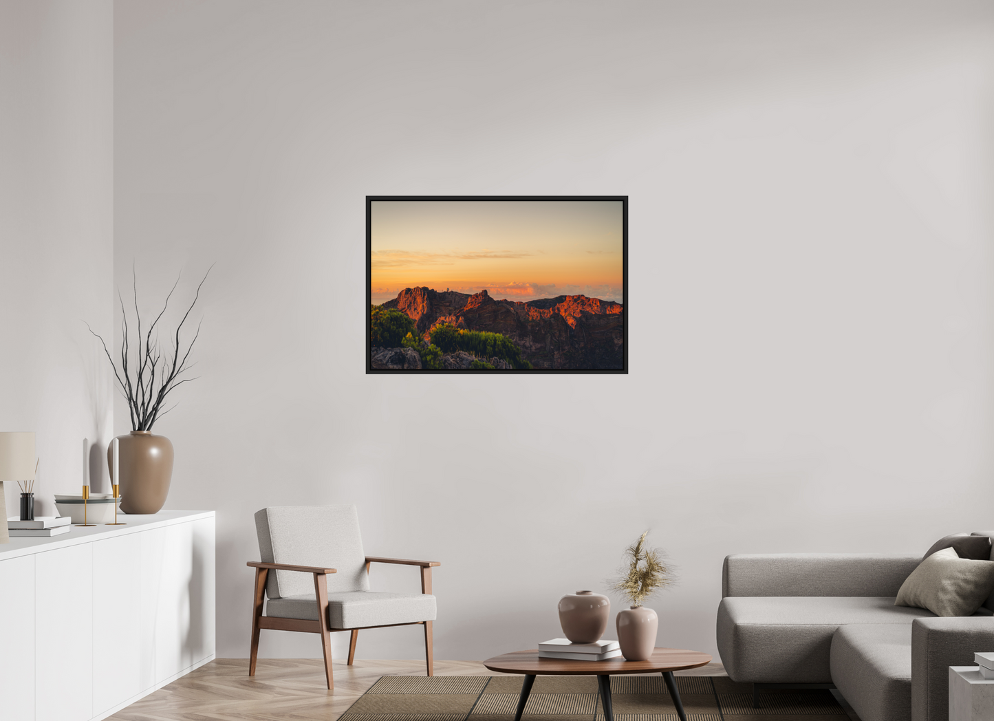 105 x 70 cm, Caisse Américaine Noir Mat Pico do Arieiro at sunrise