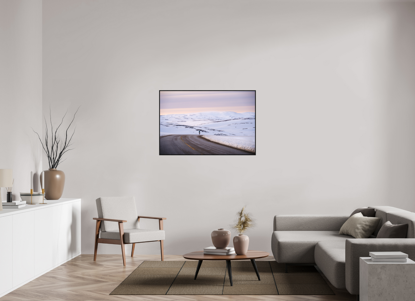 120 x 80 cm, Wooden Frame Black Oak Acrylic Glass Sur le chemin du retour 2