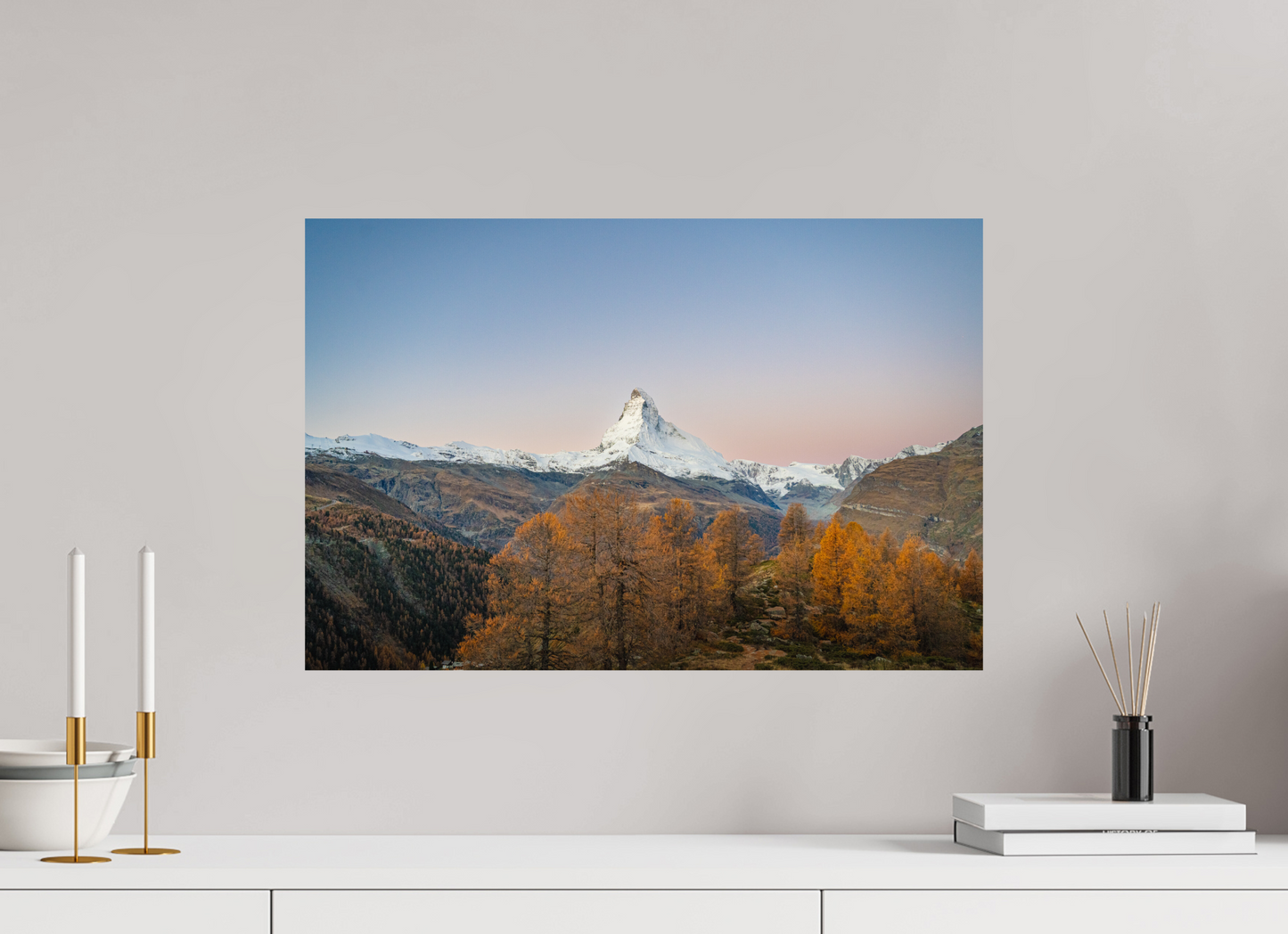 60 x 40 cm, Photo Print On Fuji Crystal DP II Réveil face au Cervin