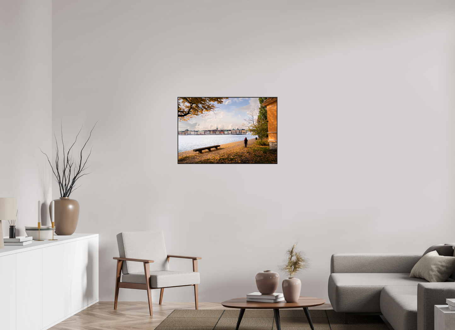 90 x 60 cm, Frame Aluminum Black Acrylic Glass Stockholm Islands