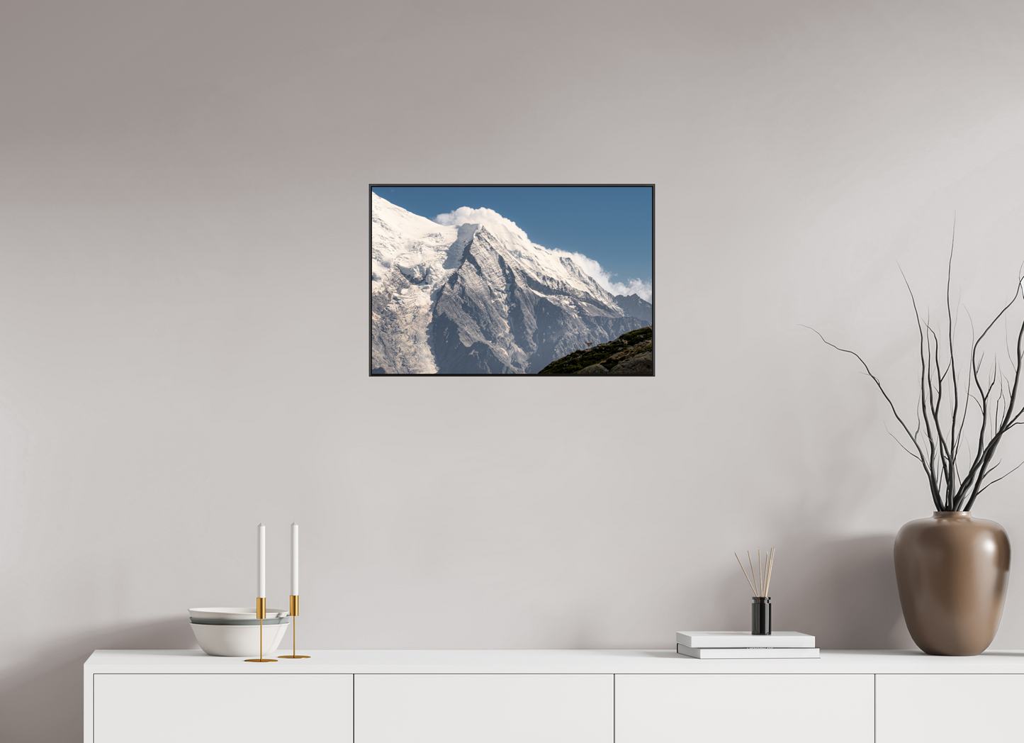 60 x 40 cm, Frame Aluminum Black Acrylic Glass Vue sur Bionnassay