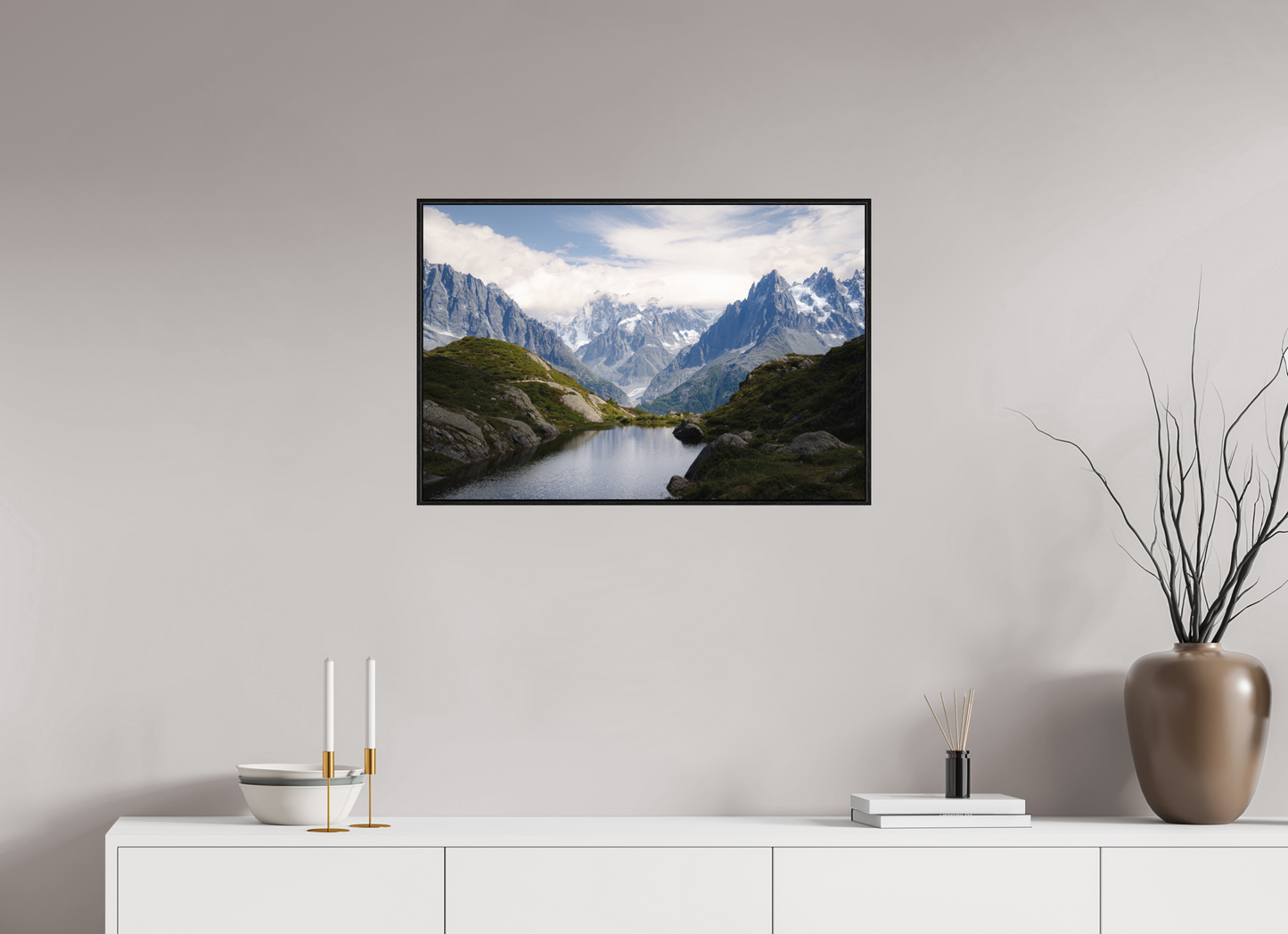 75 x 50 cm, Wooden Frame Black Oak Acrylic Glass Mer de Glace