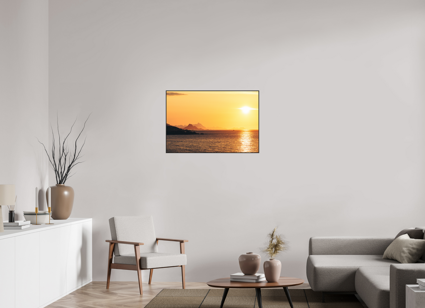 90 x 60 cm, Frame Aluminum Black Acrylic Glass Raðljóst I
