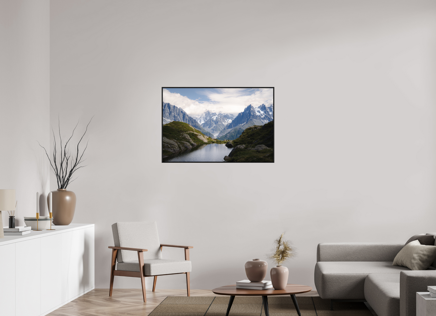 105 x 70 cm, Wooden Frame Black Oak Acrylic Glass Mer de Glace