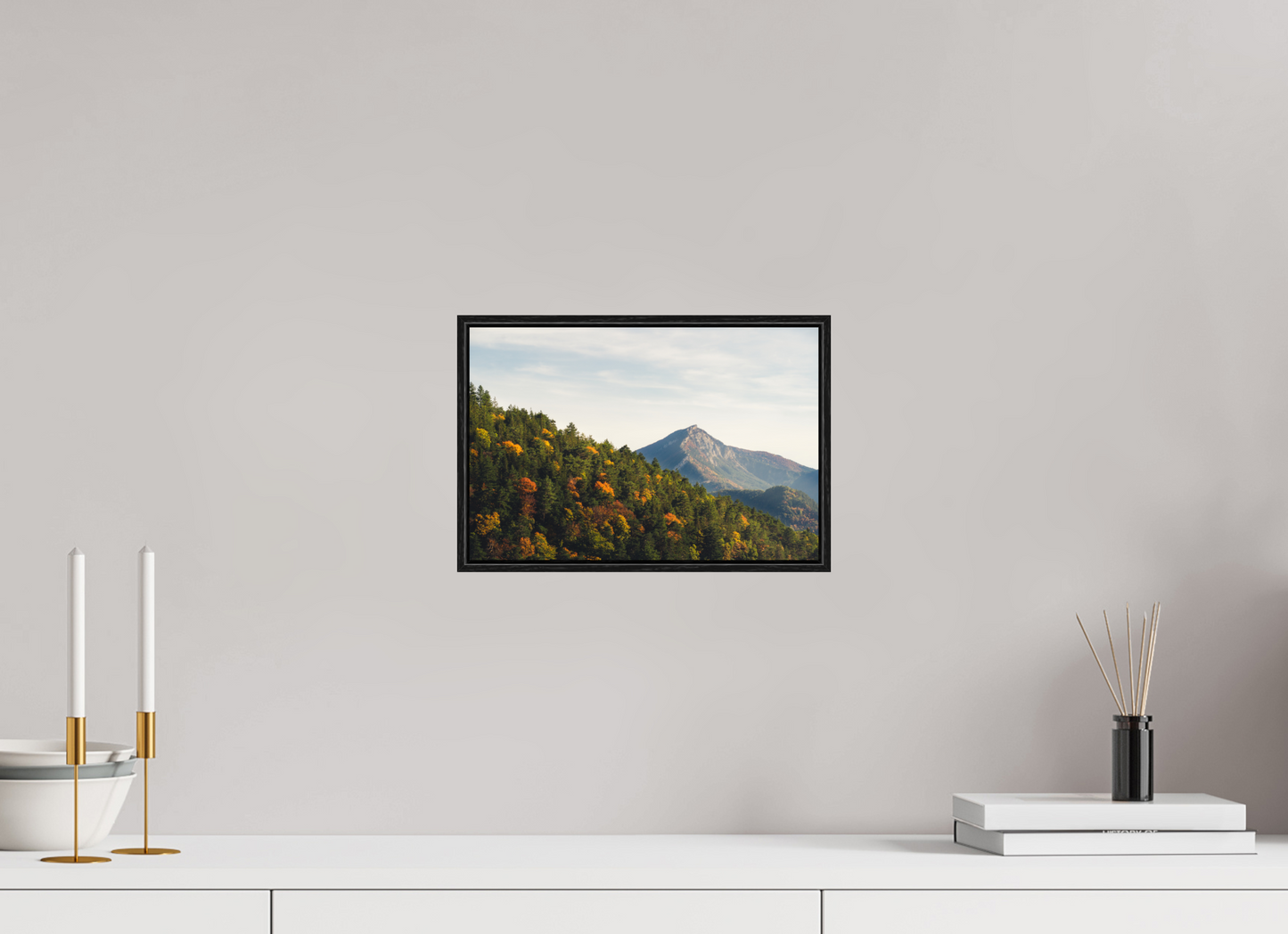30 x 20 cm, Wooden Frame Black Oak Acrylic Glass Le Diois en Automne