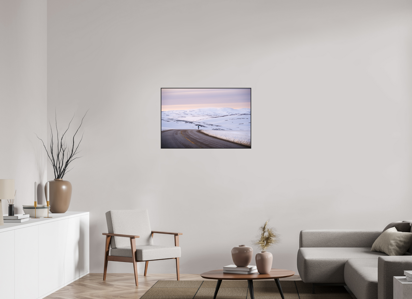 90 x 60 cm, Frame Aluminum Black Acrylic Glass Sur le chemin du retour 2