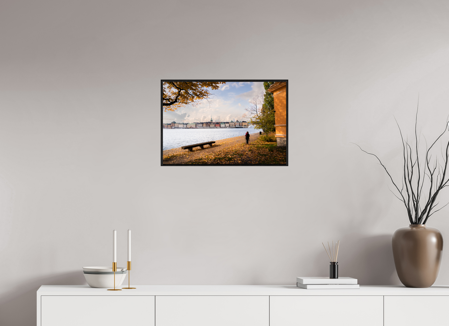 60 x 40 cm, Wooden Frame Black Oak Acrylic Glass Stockholm Islands