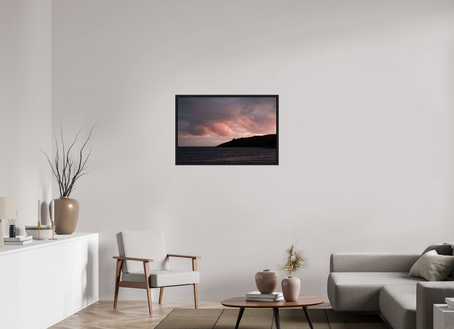 90 x 60 cm, Caisse Américaine Noir Mat Primelin au crépuscule