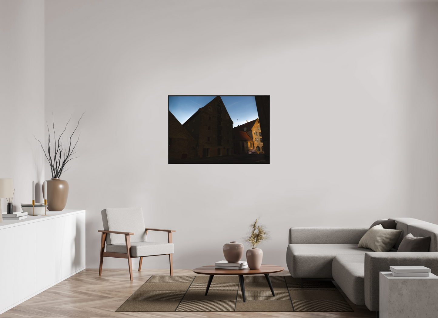 120 x 80 cm, Wooden Frame Black Oak Acrylic Glass Quartier des Ambassades