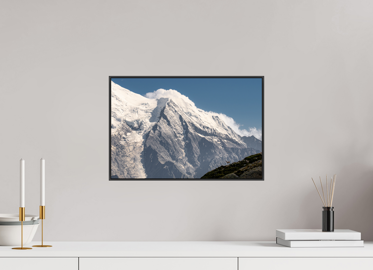 45 x 30 cm, Frame Aluminum Black Acrylic Glass Vue sur Bionnassay