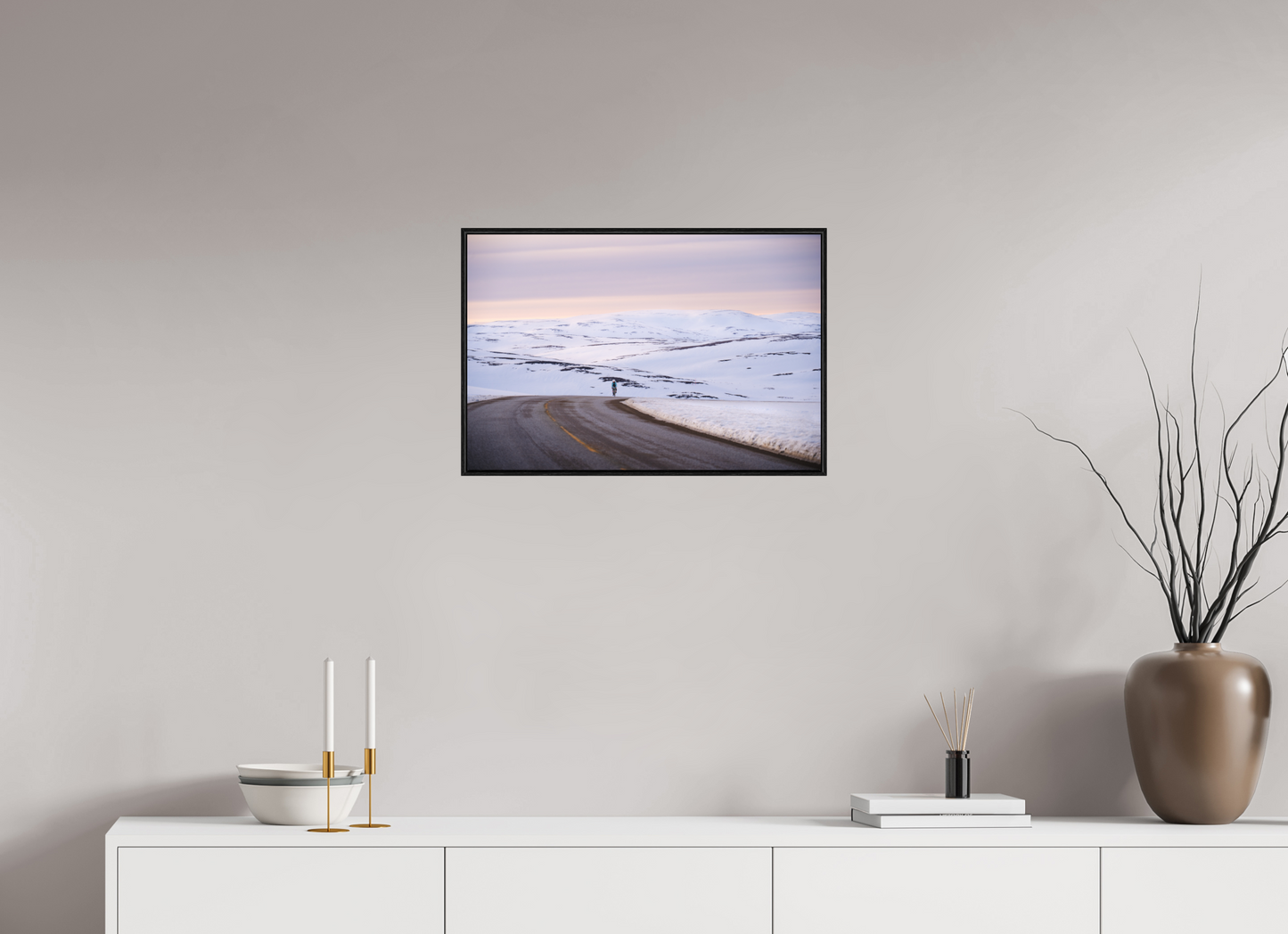 60 x 40 cm, Wooden Frame Black Oak Acrylic Glass Sur le chemin du retour 2