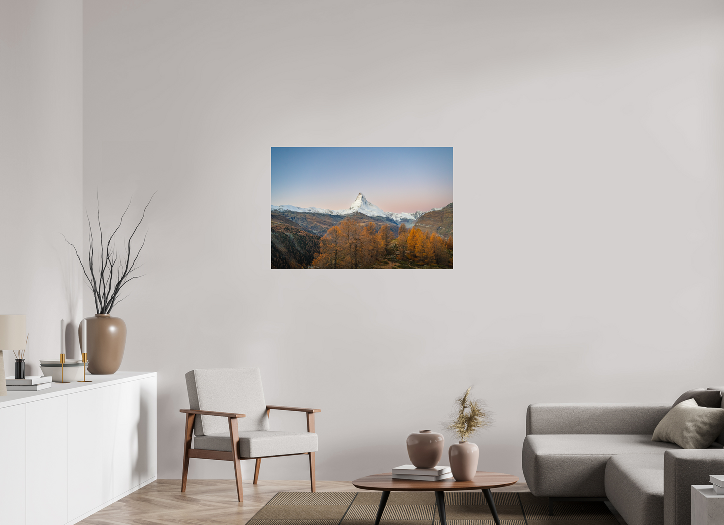 105 x 70 cm, Photo Print Under Acrylic Glass Réveil face au Cervin